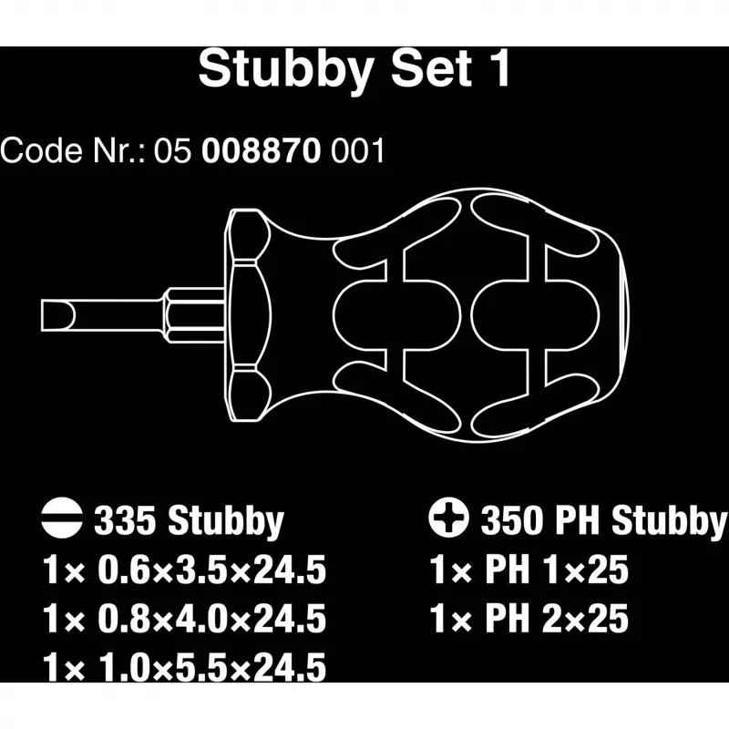 Chave de fendas Wera Stubby Set 1