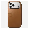 Capa tipo carteira para telemóvel Nomad Modern Leather Folio para iPhone 17 Pro Max – tan, compatível com ecrã até 17,5 cm (6,9 polegadas), 4 compartimentos para cartões