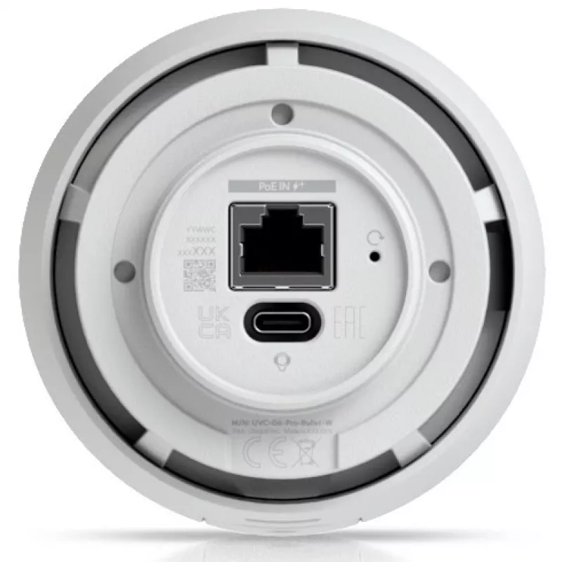 Câmara de vigilância IP UBIQUITI G6 Pro Bullet — 4K (3840×2160), com fios, interior/exterior, CMOS 1/1,2 polegadas, 5,9–13,8 mm, zoom ótico 2,36x, montagem em teto/parede/mastro