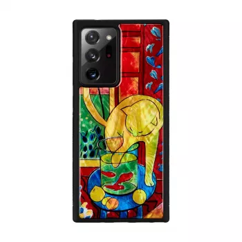 Capa de telemóvel iKins para Samsung Galaxy Note 20 Ultra — design gato peixe vermelho