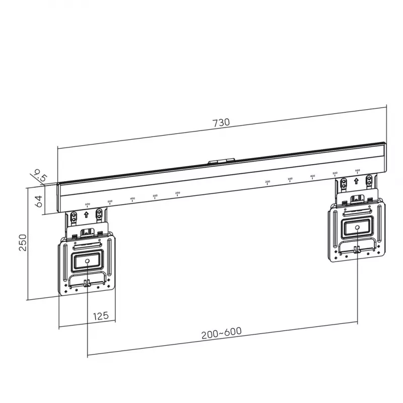 Suporte de parede para TV ultra-fino Maclean MC-481 para televisores planos e curvos de 37-80 polegadas, máx. 75 kg, VESA 600x400, suporte de TV universal