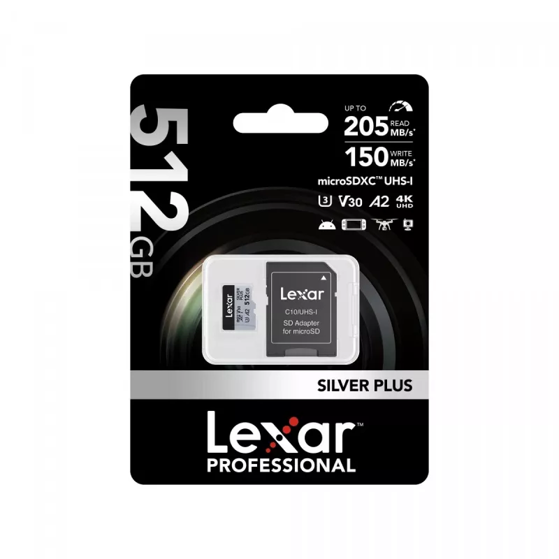 Memória flash Lexar 512 GB UHS-I microSDXC SILVER PLUS