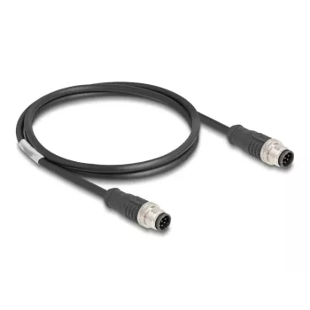 Cabo de rede DeLOCK M12 cabo codificado A 8 pinos macho para macho Cat5e 1 m preto