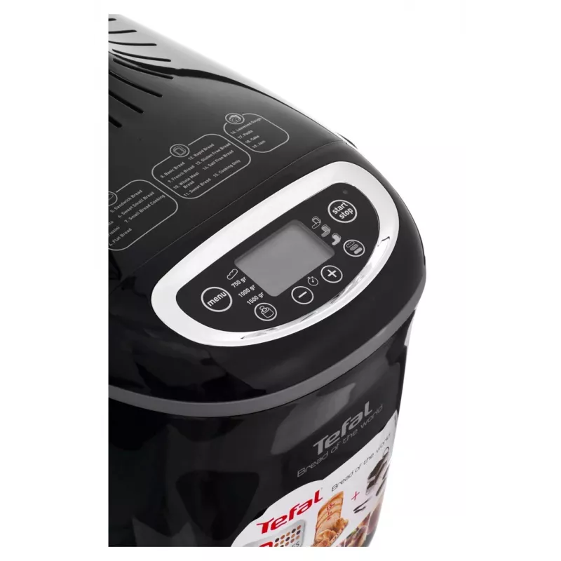 Máquina de fazer pão Tefal PF611838 — 1600 W, capacidade 1,5 kg, 19 programas, controlo tátil, preto