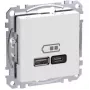 Tomada de parede Schneider Electric WDE002983 com portas USB-A e USB-C, Power Delivery, branco