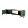 Móvel de TV com lareira elétrica Cama Meble ONDA 180,5×40×58,0 cm, aglomerado, verde, de pé ou para montagem na parede