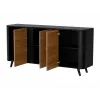 Cómoda Cama Meble VOLARE 151 x 39 x 75 cm, preto/nogueira, aglomerado