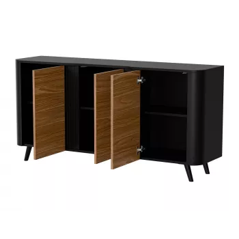 Cómoda Cama Meble VOLARE 151 x 39 x 75 cm, preto/nogueira, aglomerado