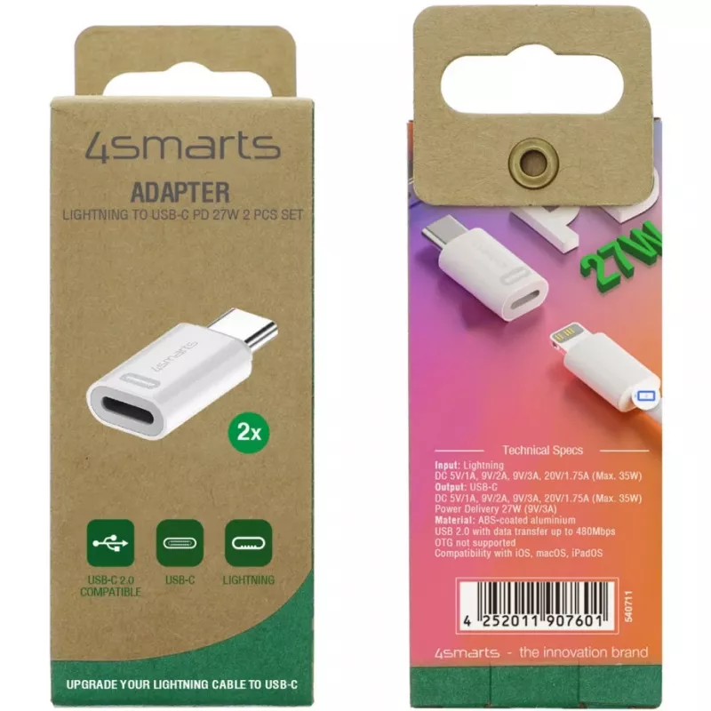 Adaptador de cabo 4smarts 540711 Lightning USB-C branco