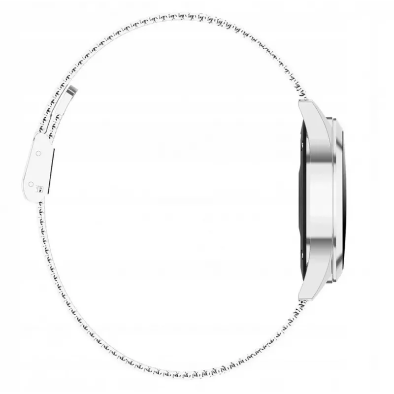 Smartwatch ORO-MED ORO-SMART CRYSTAL SILVER — caixa redonda em metal, LCD 240 × 198, ecrã de 1,04 polegadas, Bluetooth 4.0, à prova de água, bateria de 120 mAh