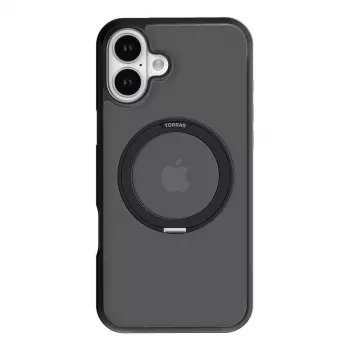 Capa protetora Torras Ostand Pro para iPhone 16 Plus — preta, perfil fino, leve