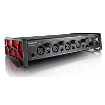 Interface de áudio Tascam US-4X4HR – 4x XLR-Combo, 4 saídas analógicas, pré-amplificador de microfone 56 dB, 192 kHz, USB 2.0, secretária, preto