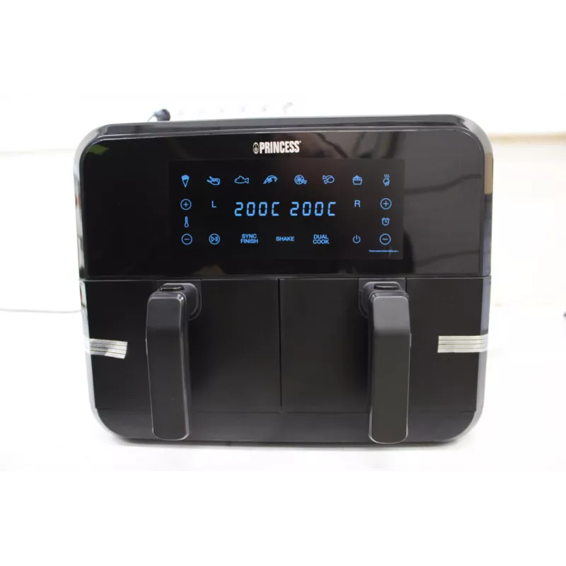 SALE OUT. Fritadeira de ar quente Princess de cesto duplo | 182068 | Potência 2400 W | Capacidade 8 L | Preto | EMBALAGEM DANIFICADA, RISCO NA CAIXA
