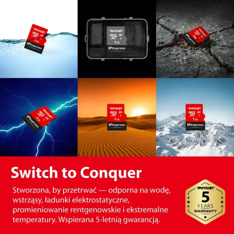 Cartão de memória MicroSDXC PATRIOT PEF512GEPEXMCX 512 GB UHS-I U3 V30 Class 10, leitura 800 MB/s, escrita 600 MB/s, interruptor de proteção contra escrita