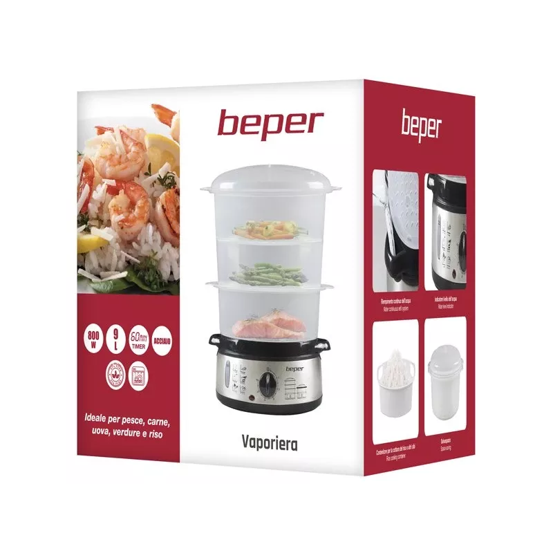 Vaporizador Beper BC.250 3 cestos bancada 800 W aço inoxidável