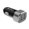 Carregador de automóvel 2x USB 2,4A alumínio