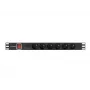 Unidade de distribuição de energia LANBERG PDU-06E-0200-BK — 6 saídas Type-E, 16 A, cabo de 2 m, rack 1HE, 220–250 V