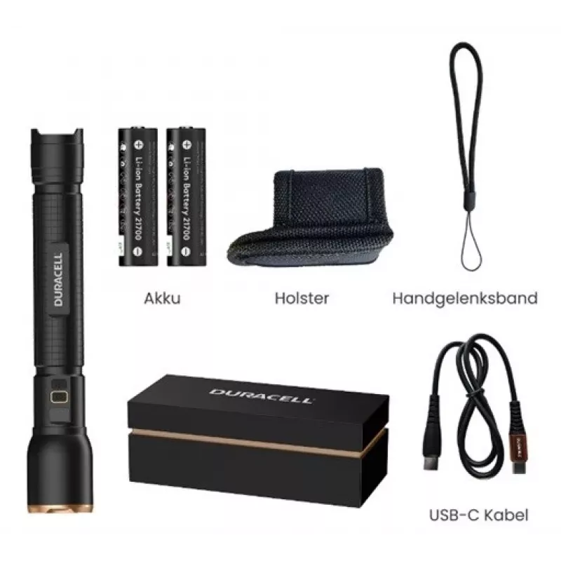 Lanterna Duracell DF6000R caixa de oferta — lanterna de mão recarregável, preta