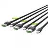 Conjunto de 3 cabos Green Cell GC Ray Lightning 200 cm com iluminação LED branca, carregamento rápido Apple 2.4A