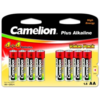 Pilhas alcalinas CAMELION AA LR6 Plus — pack de 8, AA (LR6)