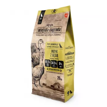 Comida seca para cães wiejskazagroda Peru com Ganso M 20 kg — adulto, sem cereais, 31 % de proteína, 20 % de gordura