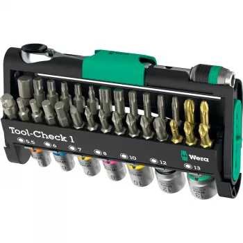 Wera Tool-Check 1 aço inoxidável 1 cabeça de catraca preto verde