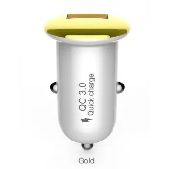 Carregador de automóvel Devia Mushroom Serie QC3.0 18W dourado – USB Quick Charge 3.0, saída 18W