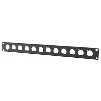 Painel rack 1U Lanview modelo LVR1U-12D-BL com 12 aberturas para módulos keystone, preto