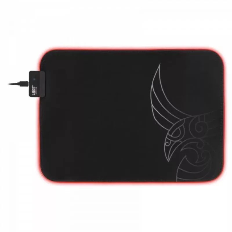 Tapete de rato gaming L33T Gaming 160405 Karlvagn RGB, tamanho médio, superfície rápida. 355 x 255 x 3 mm, Preto
