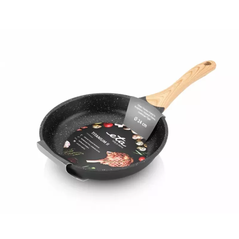 ETA | Frigideira | ETA792990000 TITANIUM II | Universal | Diâmetro 24 cm | Elétrica, indução, gás, vitrocerâmica | Adequada para placa de indução | Cabo fixo | preta