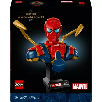 Busto de colecionador LEGO Marvel Iron Spider-Man 76326, 379 peças, modelo de exposição 18+, 170×200×110 mm