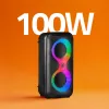 Centro de música portátil MANTA SPK0401B100 coluna Bluetooth, 100 W de potência máxima, rádio FM, karaoke, bateria incorporada, X-BASS