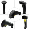 Qoltec 50853 leitor laser de códigos de barras portátil 1D/2D, USB com fio, cabo de 1,65 m, 97x65x167 mm, 105 g, preto