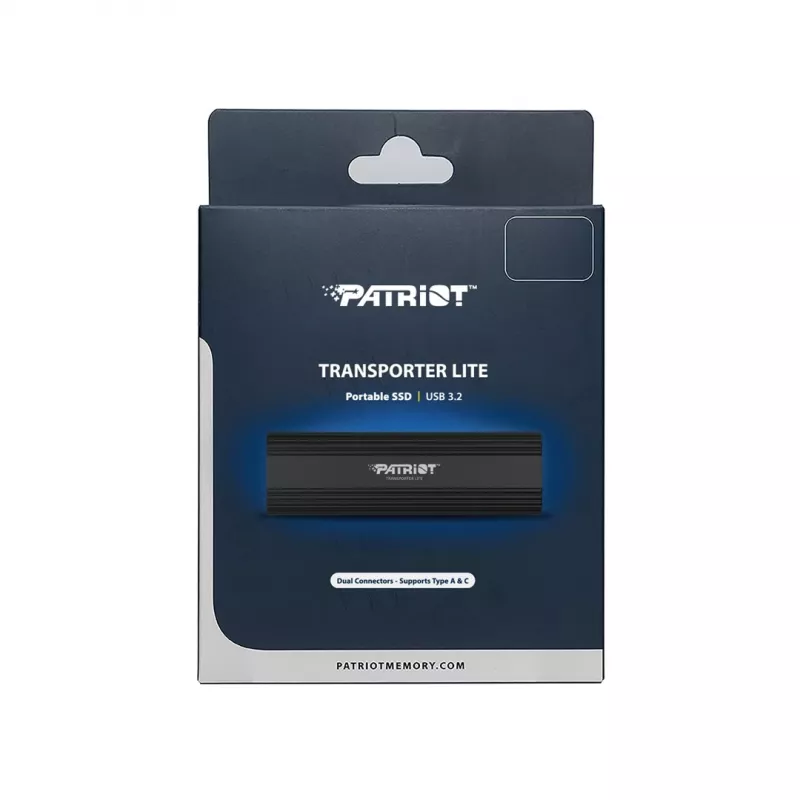 SSD externo Patriot Transporter Lite PTPL1TBPECB, 1 TB, USB-C 3.2 Gen 2, 1000 MB/s, alumínio, preto