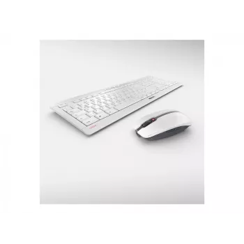Teclado CHERRY Stream Desktop Recharge rato incluído universal RF sem fios QWERTZ alemão cinzento