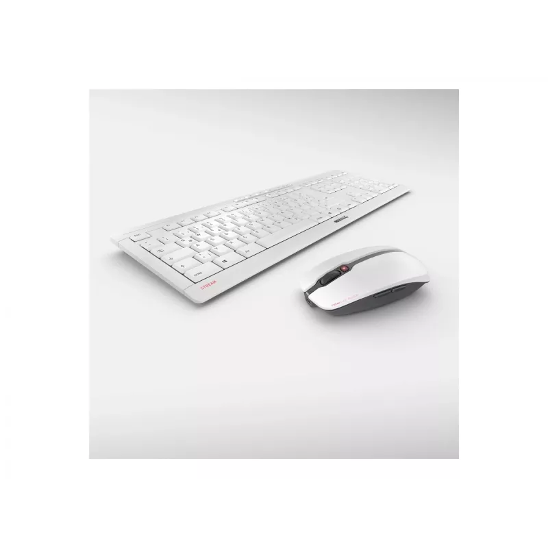 Teclado CHERRY Stream Desktop Recharge rato incluído universal RF sem fios QWERTZ alemão cinzento