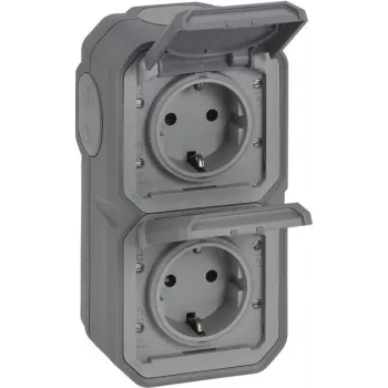 Legrand Plexo novo APWG 069744L Tomada SCHUKO IP44 cinzento 2 tomadas vertical 5 (069744L)