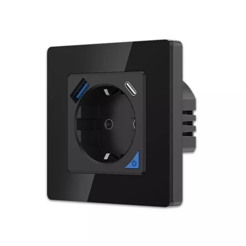 Conjunto de tomada de parede Extralink Smart Life Pro 230V com 1x USB-A e 1x USB-C