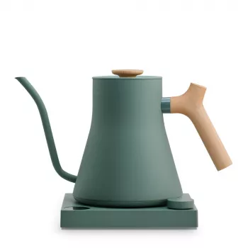 Chaleira elétrica Fellow Stagg EKG PRO 1L, 1200W, verde mate, aço inoxidável, cabo de madeira, ajustável 40–100°C