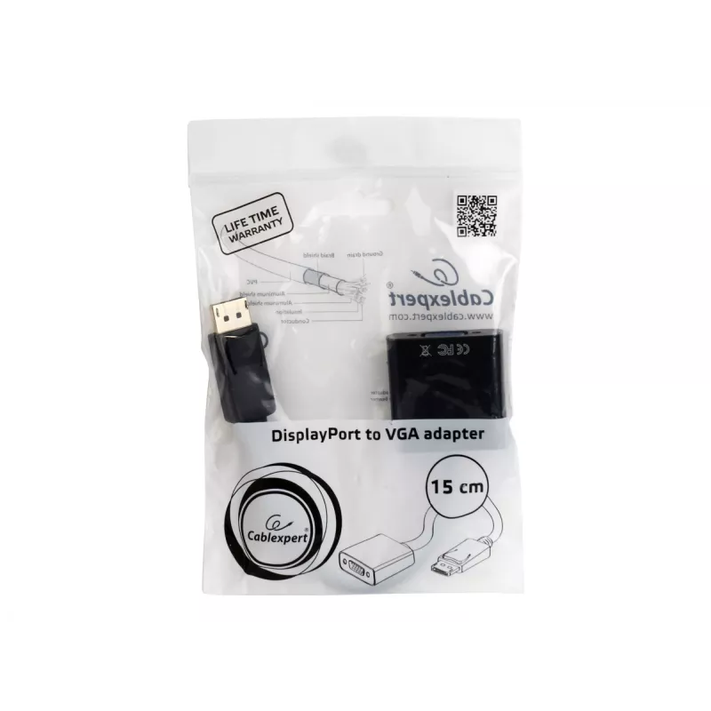 Adaptador DisplayPort para VGA preto