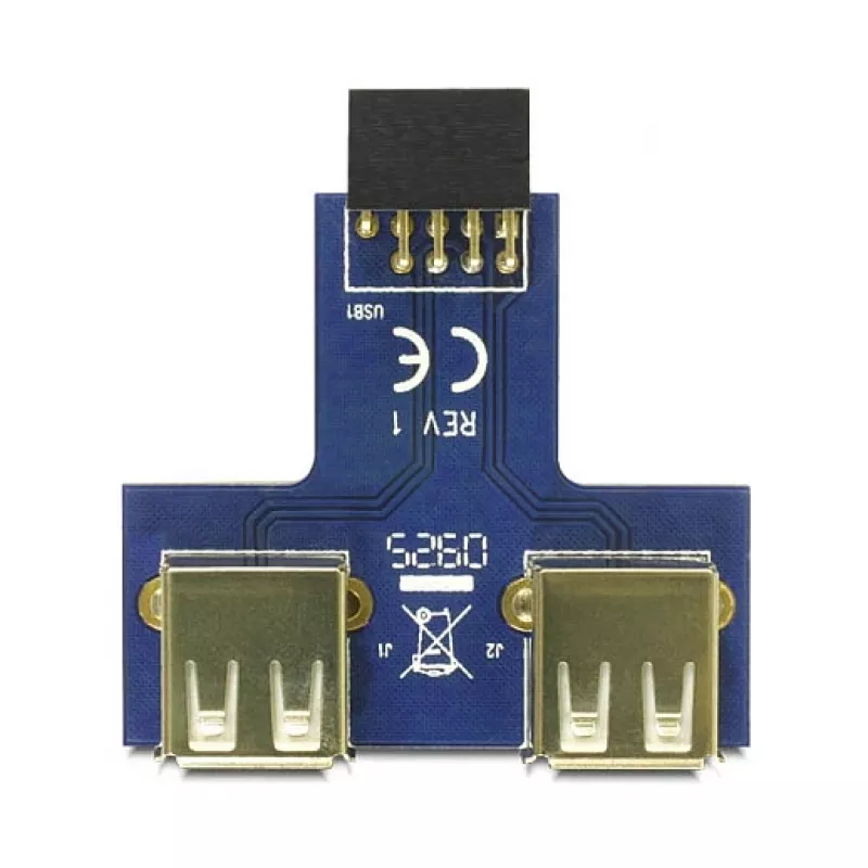 DeLOCK 9 pinos 2,54 mm 2 x USB 2.0 1 x 9 pinos 2,54 mm preto azul prateado