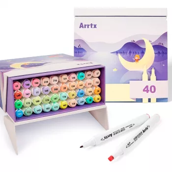 Marcadores de dupla ponta Arrtx LC302598 — 40 cores pastel, marcadores de ponta dupla