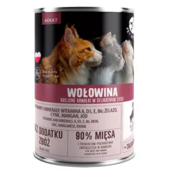 Ração húmida para gatos PetRepublic CAT Adult 400 g — pedaços em molho com vaca