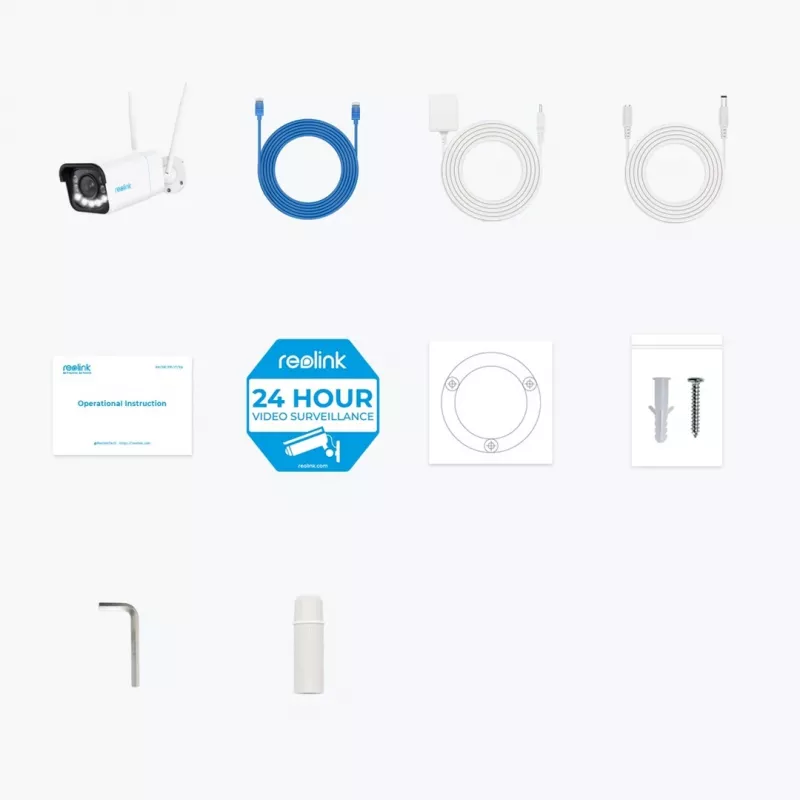Reolink W430 - Câmara exterior 4K, Wi-Fi 6 de nova geração, zoom ótico 5x, deteção de pessoas/veículos/animais, visão noturna a cores