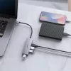 Hub USB Aukey CB-H36 — 4 portas USB 3.2 Gen 1 Type-A, host USB 2.0, 5000 Mbit/s, alumínio prateado