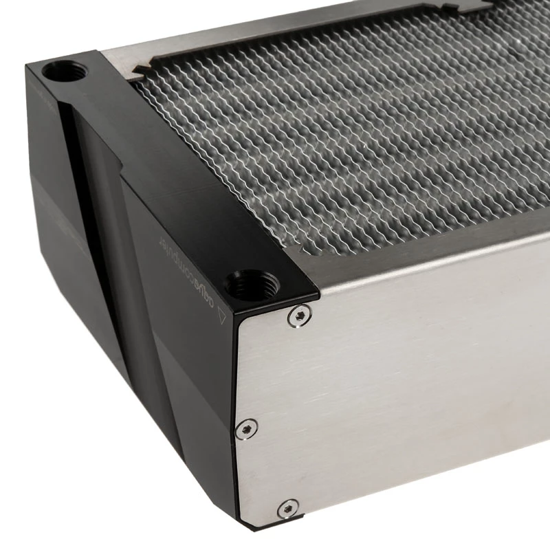 Radiador Aqua-Computer airplex radical 4/360 — alumínio/cobre/aço inoxidável, 400×140×73 mm