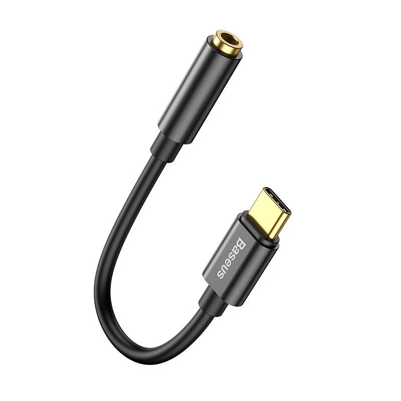 Adaptador de cabo Baseus CATL54-01 Type-C para 3,5 mm, preto