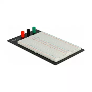 Placa de ensaio DELOCK 18314 — placa de prototipagem sem soldadura, metal/plástico, 109×165×1 mm, preto/branco