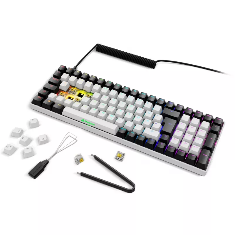 Teclado Sharkoon SKILLER SGK50 S2 branco layout DE Gateron Yellow