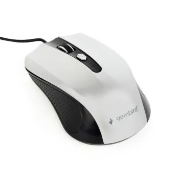 Rato ótico com fios ambidestro GEMBIRD MUS-4B-01-BS, USB Type-A, 1200 DPI, 4 botões, preto/prateado